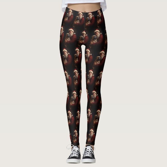 Leggings Shar Pei avec Noël Festif du Père Noël (Devant)