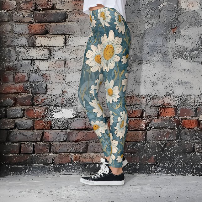 Leggings Shasta Daisies (Art Nouveau Shasta Daisies Leggings)