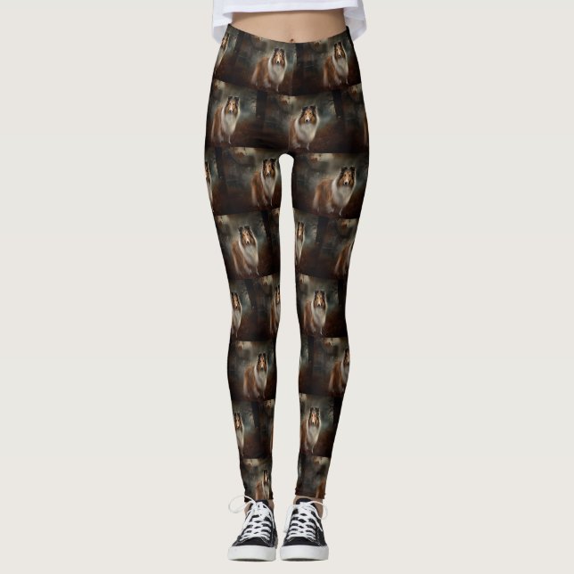 Leggings Shetland Sheepdog Halloween effrayant (Devant)
