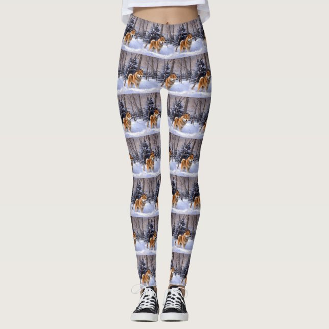 Leggings Shiba Inu Laissez Neige Noël (Devant)