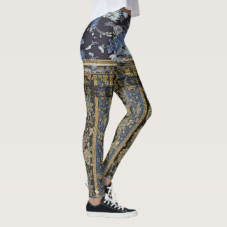 Leggings Shortie floral oriental bleu