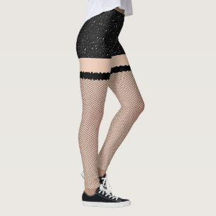 Leggings Shorts En Cuir Noir Avec Poisson