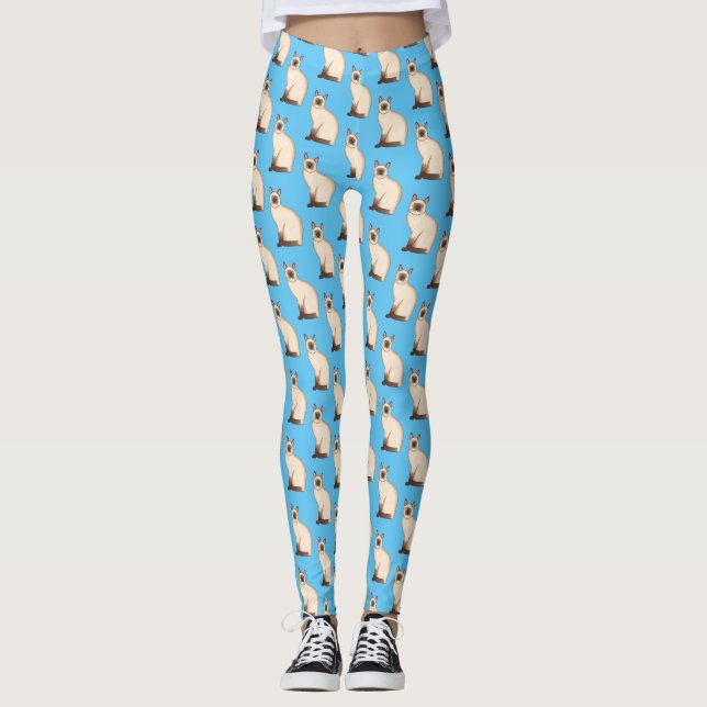 Leggings Siamese cat cartoon (Devant)