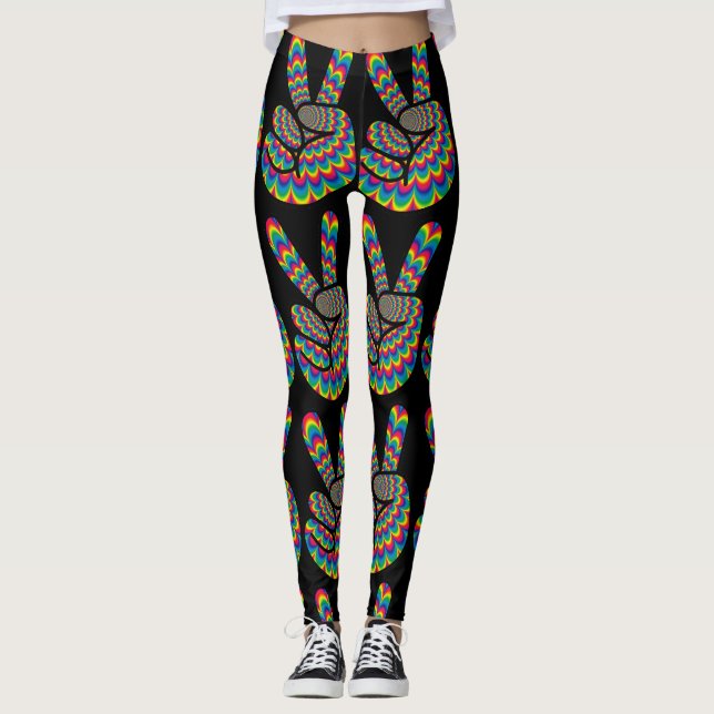 LEGGINGS SIGNE HIPPIE PAIX PANTES YOGA (Devant)