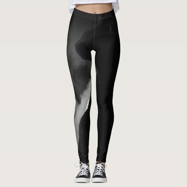 Leggings Silhouette de lune de chats noirs (Devant)