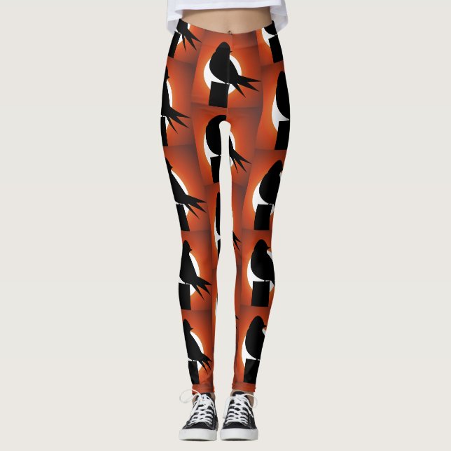 Leggings Silhouette d'oiseau noir Sun Thunder_Cove (Devant)