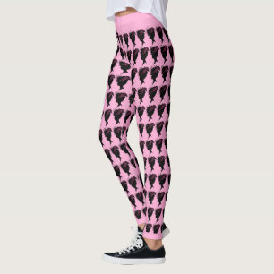 Leggings Silhouette noire Victorian Lady Head Casquette ros