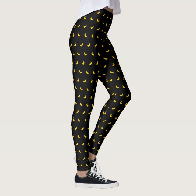 Leggings Silhouettes de petites bananes jaunes sur le noir (Droite)