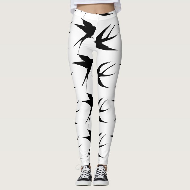 Leggings Silhouettes d'oiseaux hirondelles Thunder_Cove    (Devant)