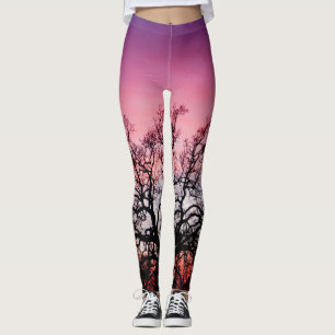 Leggings Silhoutte de chêne de la Californie au coucher du