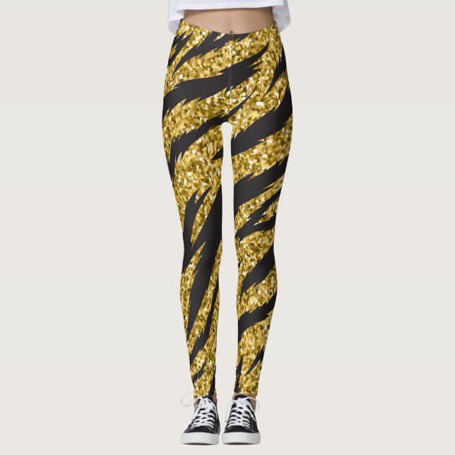 Leggings simple désert doré rayures de tigre motif moderne (Devant)