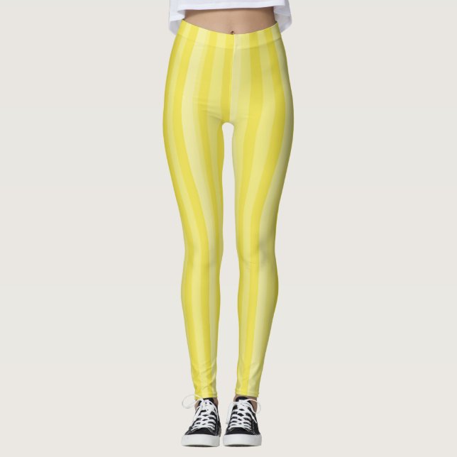 Leggings Simple minimaliste Jaune clair rayé (Devant)
