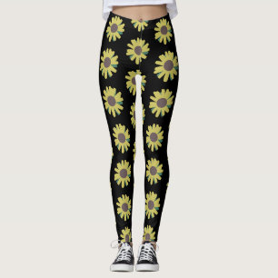 Leggings Simple Sunflower Botanical Yoga Motif Leging