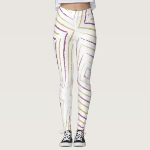 Leggings Simples Rayures Violettes et Dorées Mignonnes