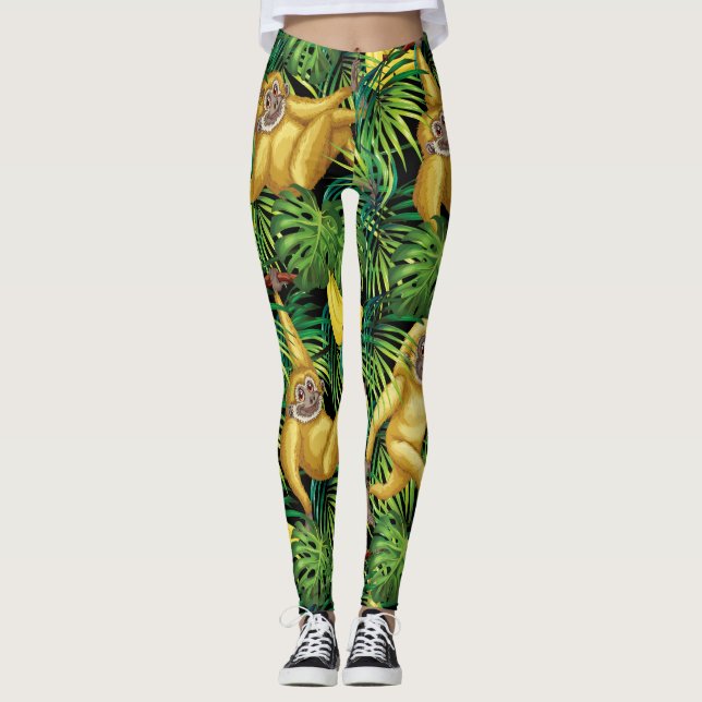Leggings Singes de gibbon dans la jungle tropicale de (Devant)