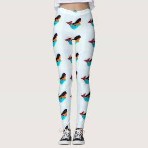 Leggings sirènes de brune de bleu-queue blanches