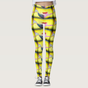 Leggings sirènes de mosaïque rose nageant