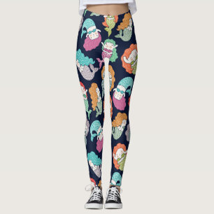 Leggings Sirènes : motif sans soudure fantaisiste.