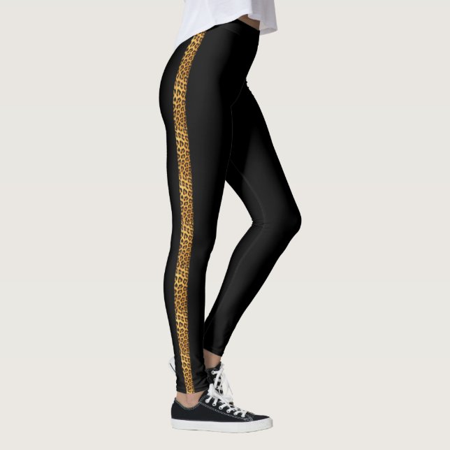 Leggings Slinky Leopard Fur tendance côté sur Black (Droite)