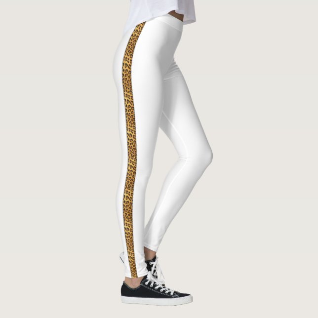 Leggings Slinky Leopard Fur tendance côté sur blanc (Droite)