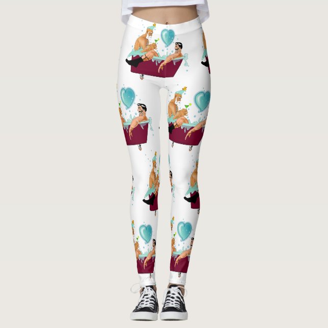 Leggings SlipperyJoe's deux gays hommes aiment la baignoire (Devant)