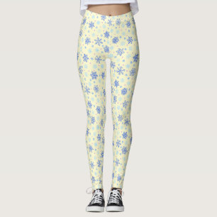 Leggings Snowflakes Jaune Pastel Jaune Élégant Élégant