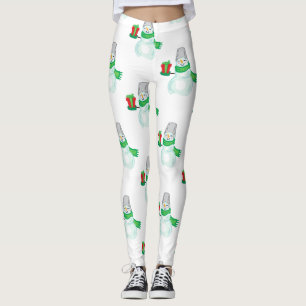 Leggings Snowman Avec Écharpe Verte Cadeau Rouge