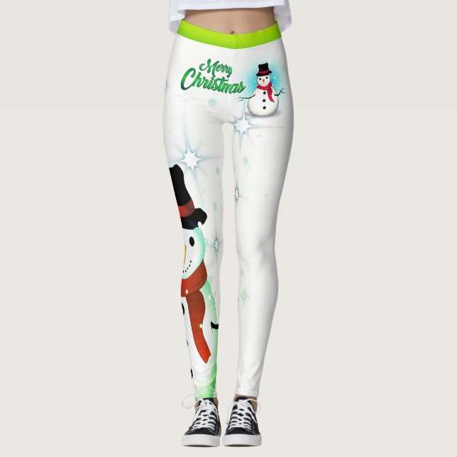 Leggings Snowman / Flocon de neige / Noël blanc - (modifiab (Devant)