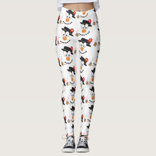Leggings Snowman Funny Visage mignonne Nouveauté Motif de N