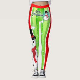 Leggings Snowman / Snowflake / Noël / Vert & Rouge