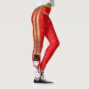 Leggings Snowman vacances de Noël avec votre nom