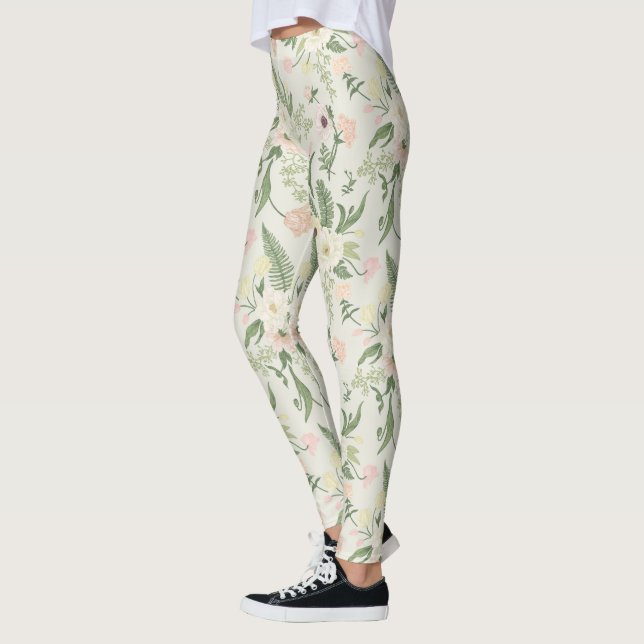 Leggings Soft Mint Green Garden Motif (Gauche)