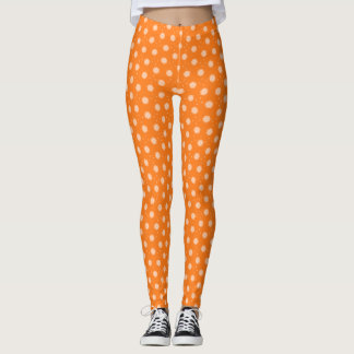 Leggings Soft Peachy Beige Flowers on Orange Background 