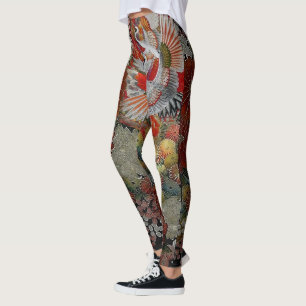 Leggings Soie florale de grue de célébration