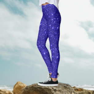 Leggings Soirée de Parties scintillant Bleue Galaxie Cosmic