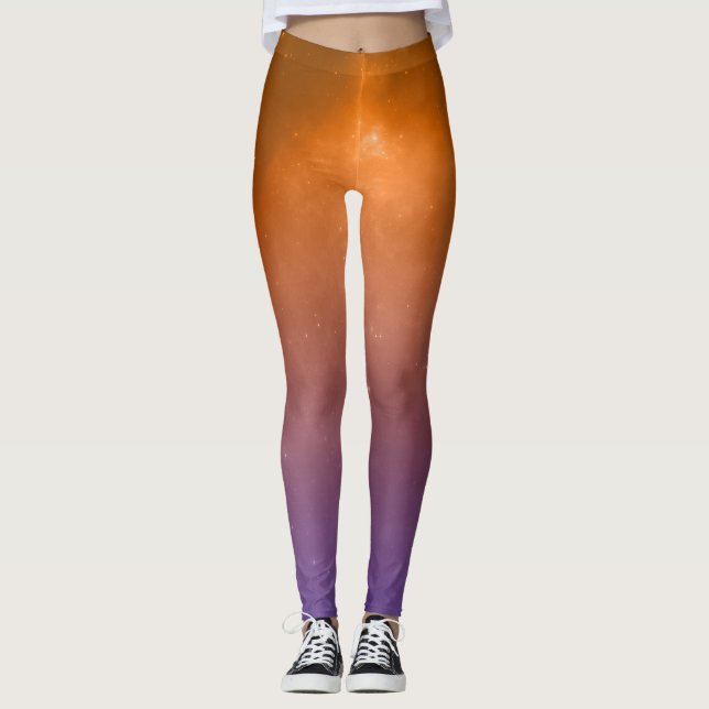 Leggings solides orange et violet (Devant)