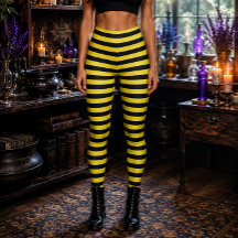 Sorcière Méchante Halloween rayé jaune et noir
