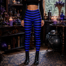 Sorcière Méchante Halloween rayée bleu et noir