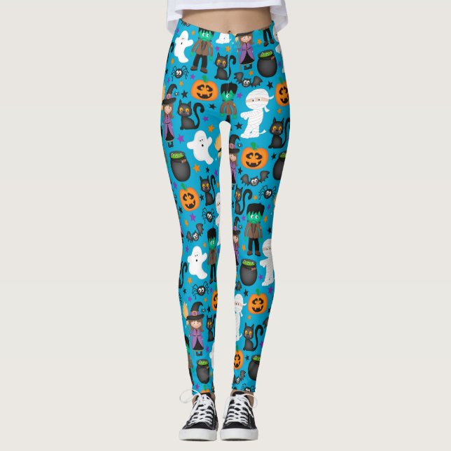 Leggings Sorcières, Fantômes, momies Motif d'Halloween (Devant)