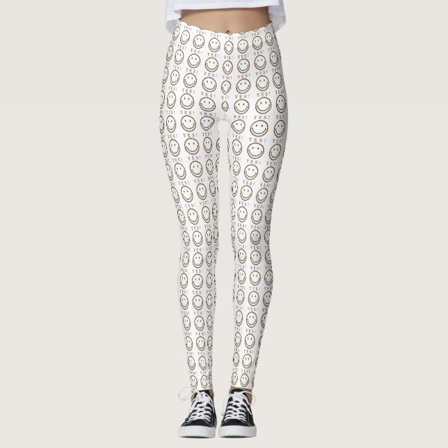 Leggings Souriez avec des haricots au café (Devant)