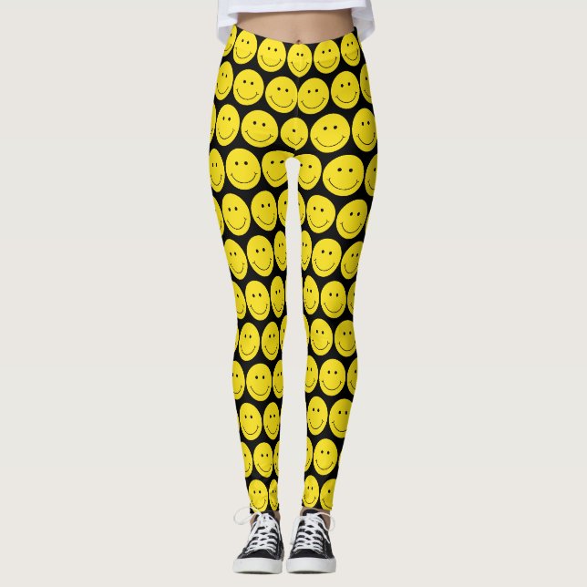 Leggings Sourire d'un grincement de visage jaune (Devant)