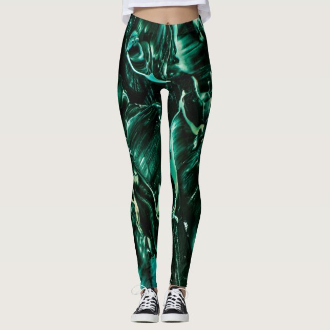 Leggings Sous la mer Turquoise de liquide éclaboussure (Devant)