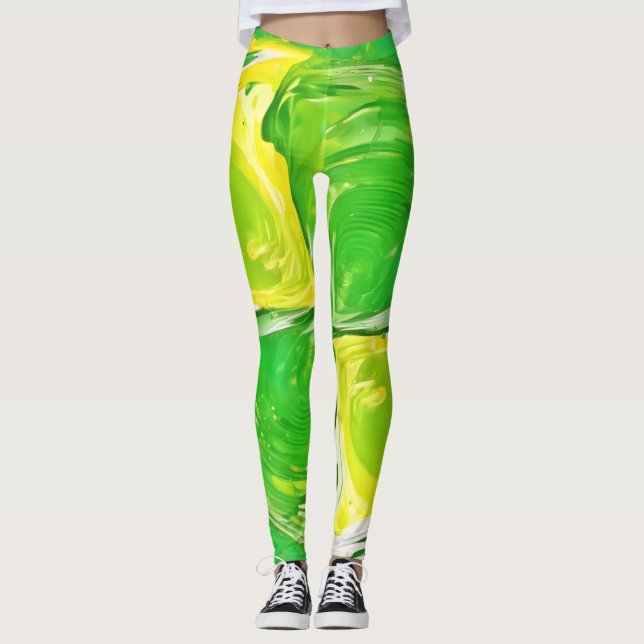 Leggings Spirale verte de chaux (Devant)