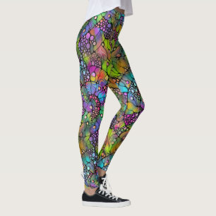 Leggings Spirales de points colorés Peinture à la main 1