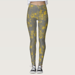 Leggings Splashes de peinture gris et jaune