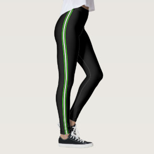 Leggings Sport athlétique rayé vert blanc noir