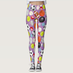 Leggings Sport Balls Motif LPurple BG