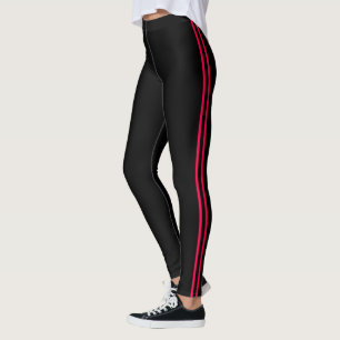 Leggings sportifs rayés rouge et noir