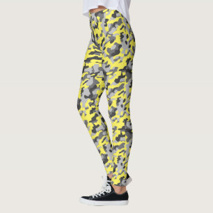Leggings Sports noirs, gris et jaunes à la mode