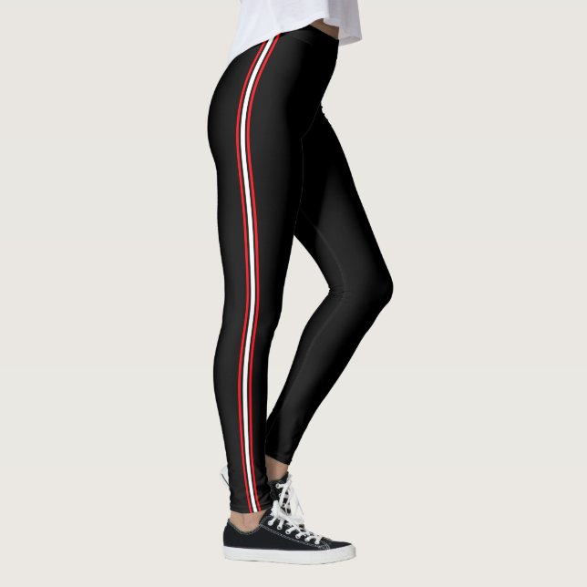 Leggings Sporty athlétique rayé rouge blanc noir (Droite)